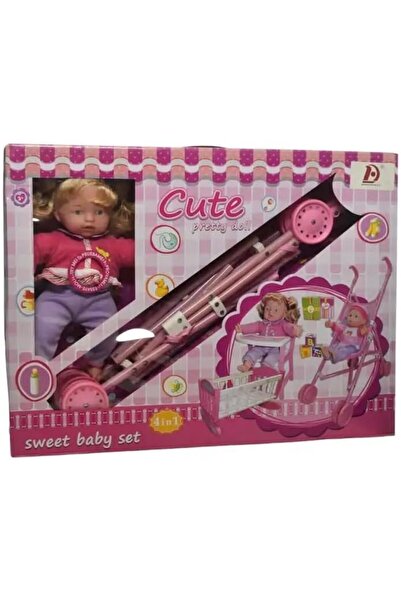 rexa دمية جيني الأميرة الصغيرة اللطيفة مع عربة وسرير وكرسي مرتفع - مجموعة لعب...