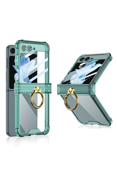 REDz Accessories Husă Luxe Grip, suport inelar, compatibilă cu Samsung Galaxy Z Flip 6, protecție ecran, verde
