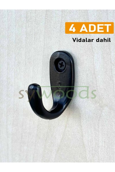 sywoods Büyük Fincan Askı Siyah Dekoratif Tekli Bijuteri Askılık Aksesuarı 4 Adet