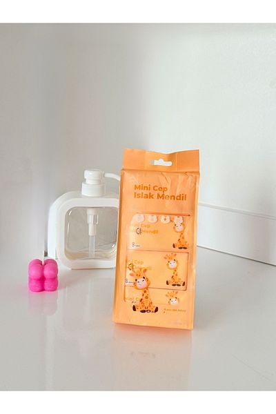 VANCL Cute 8-Pack Mini Wet Wipes |   Pocket and Bag Size |   Suitable for School for Children