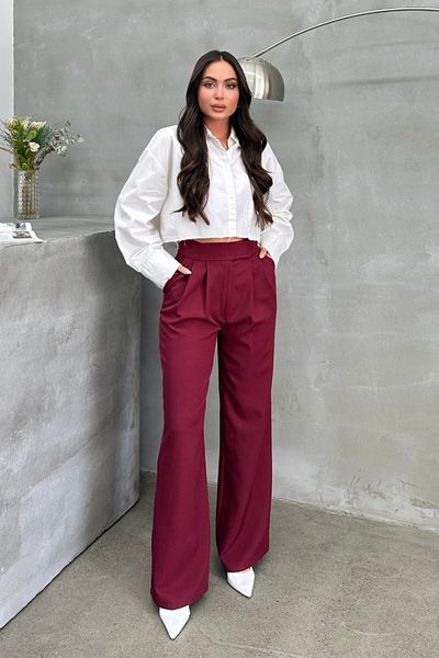 msm fashion Pantaloni Palazzo de damă, cu talie cu velcro, cu buzunare duble, pantaloni largi