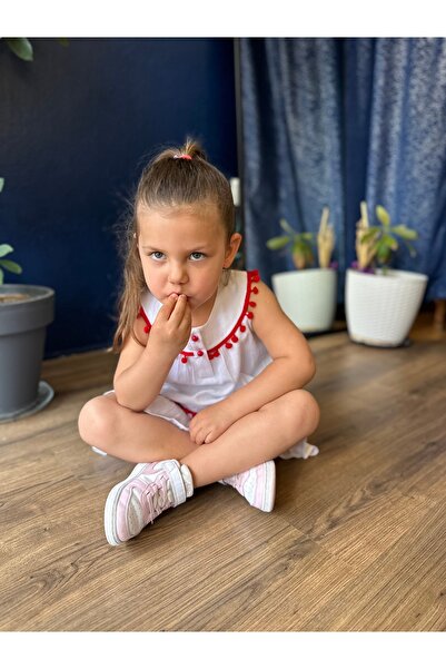 Fortuna Butik Organic Şile Diaper Children's Dress with Pompom