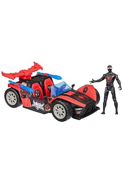 Marvel Spider-Man مجموعة سيارة ومجسم مايلز موراليس – لعبة أكشن مع سيارة قابلة للتحويل