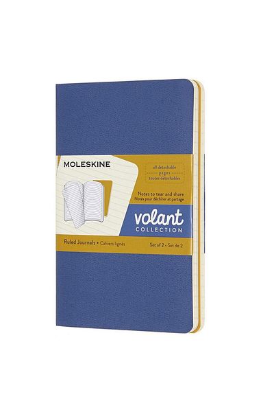 Moleskine Σετ σημειωματάριων ριγέ Volant 2 τεμαχίων μεγέθους τσέπης Μπλε πορτοκαλί κίτρινο