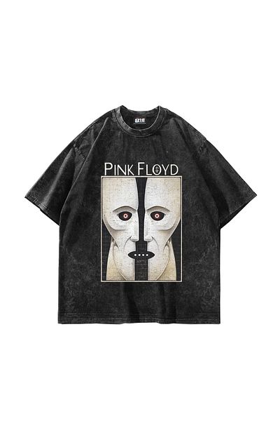 Sekizbiraltı Μαύρο μπλουζάκι με στάμπα Pink Floyd Division Oversize Unisex Washed