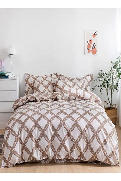 RISHAHOME 6-Piece Double Duvet Cover Set – Microfibre, Minerva | Duvet, Flat Sheet & 4 Pillowcases