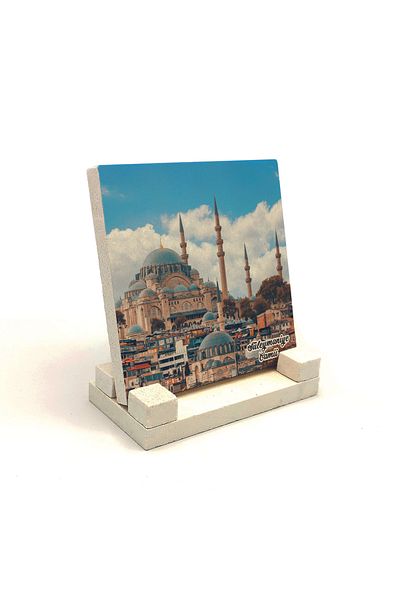 Sadrazam Istanbul Süleymaniye Mosque Printed Natural Stone Desktop (10 X 10 Krt-165)