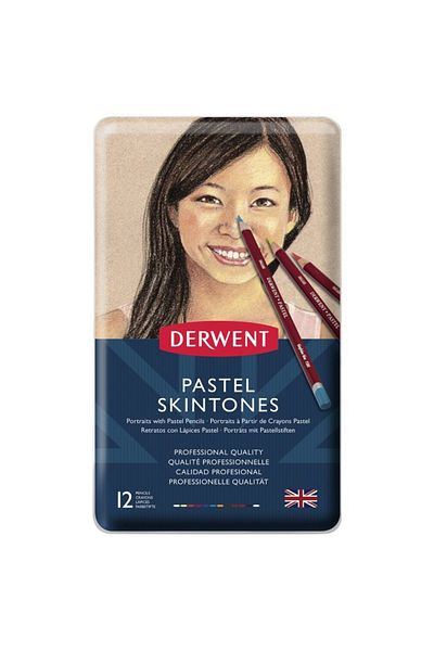 Derwent Pastel Skinotones Portrait Kuruboya 12 Color Metal Box Set