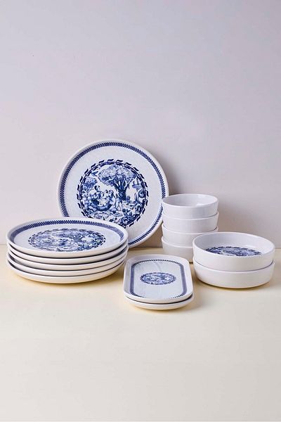 Perotti French Vintage 14 Piece Ceramic Breakfast Set for 6 People
