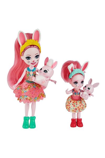 mattel Enchantimals set of sister dolls and their pets Bree Bunny and Twist and Bedelia Bunny and Tappy