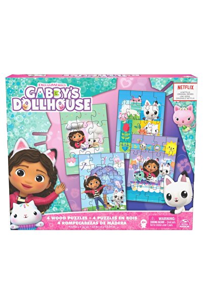 Spinmaster Set de 4 puzzle-uri din lemn pentru casă de păpuși Gabby's
