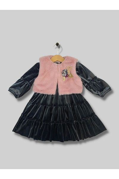 Cherrys Bebek VELVET DRESS WITH PLUSH VEST