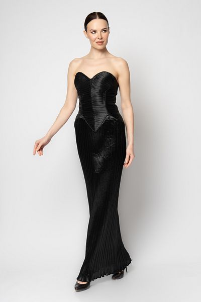 RENGIN Sweetheart Neckline Bodice Empire Pleated Evening Dress