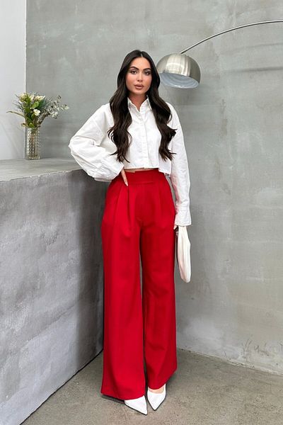 msm fashion Women's Palazzo Trousers with Velcro Waist, Double Pockets, Wide Leg Trousers