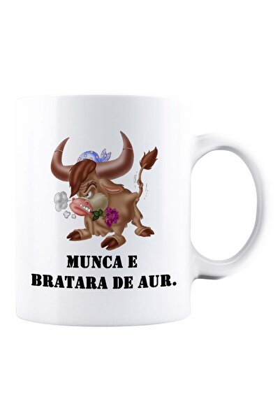 OEM Cană albă personalizată „Semnul zodiacal Taur”, INOVATIX®. 330ml