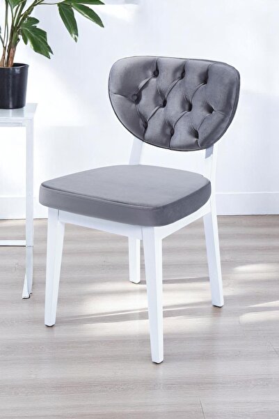 MYMASSA Boston Sandalye - Babyface Gri - Beyaz Gürgen Iskelet - Salon Sandaly...