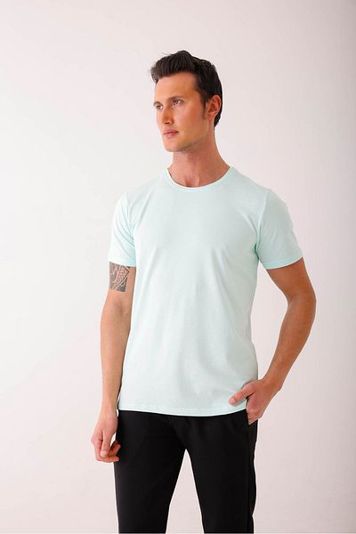 Decas SIRENUS Slim Fit Crew Neck Basic T-Shirt - Ανοιχτό πράσινο