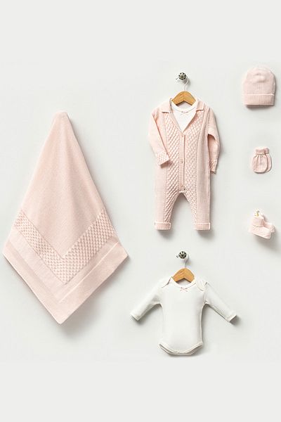 Nipperland Honeycomb Bodysuit Set Knitted Detailed Knitwear Gift Boxed 6 Pieces Hospital Release