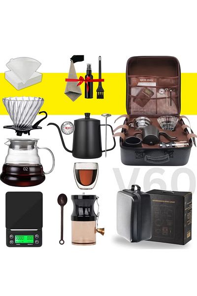 Drop V60 Coffee Set 11-piece Drip Coffee Maker Set All-in-one Portable Travel Bag