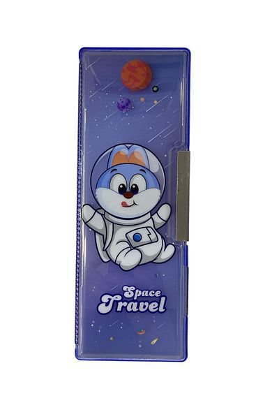 tüftürük Space Travel Pencil Case Double Compartment Watery Cover with Pencil Sharpener