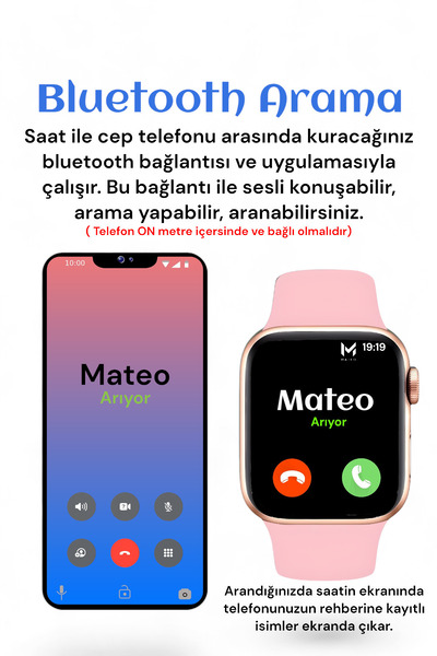 MATEO Akıllı Saat Yeni Nesil T700s Watch 7 Series Ios Androıd Uyumlu Bluetooh Arama Bildirim Alma