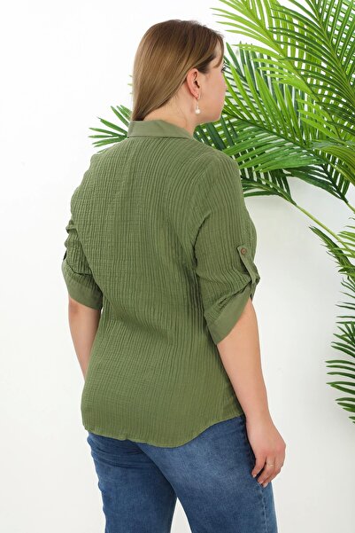 Lady Majestic Cămașă de damă din muselină, 100% bumbac, mărime mare