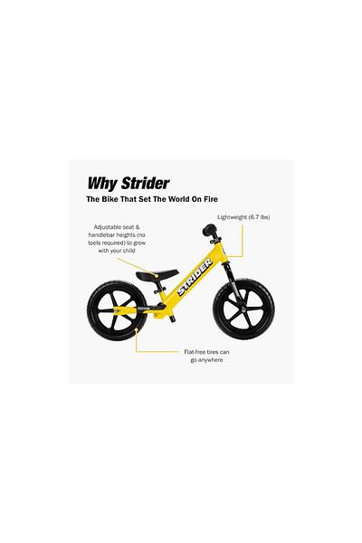 STRİDER Strider 12” Sport Bike - No Pedal Balance Bicycle for Kids 18 Months to 5 Years