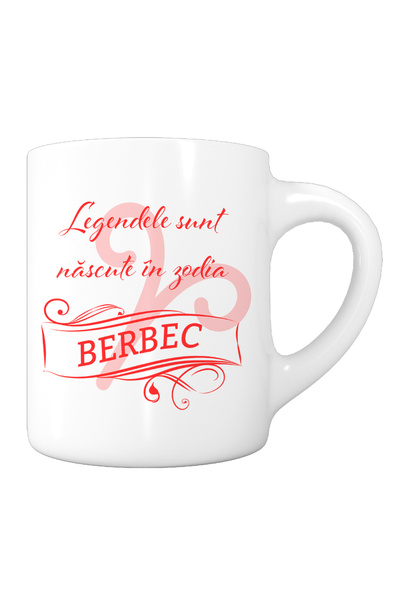 OEM Cană albă personalizată „Legendele se nasc în Berbec”, INOVATIX®. 330ml