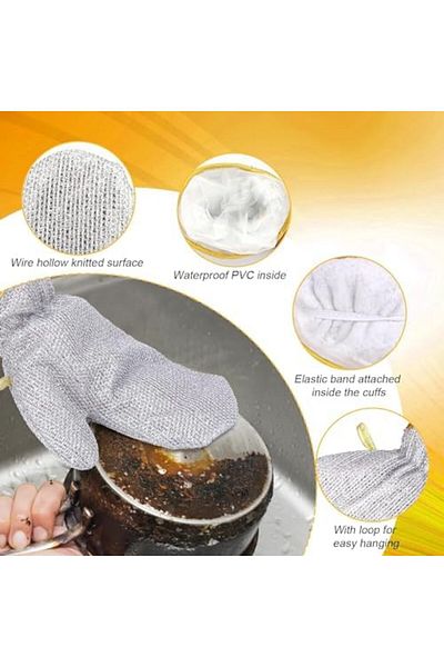 KDROĞLU Plamystical Anti-Scratch Steel Wire Dishwashing Glove, Multi-Purpose, Glove-Shaped Dishwashing Glove