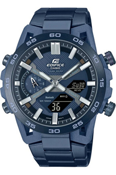 Casio ساعة إيديفيس سوسبنسيون كول بلو إيديشن للرجال، مزودة بوصلة هاتف ذكي، تنا...