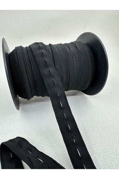 paşateks since 1995 şekil 2 cm Knitted Buttonhole Elastic-5 Meters-Black