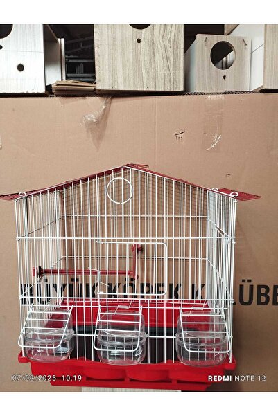 Ferplast Büyük Boy Kuş Kafesi 3 Yemlikli 2 Kapılı Yükseklik 38cm Uzunluk 35cm En 24 Cmkırmızı Renk
