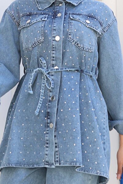 benguen Stone Detailed Tie Suit Blue 373