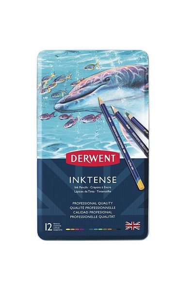 Derwent Inktense Watercolor Pen 12 Colors Metal Box Set