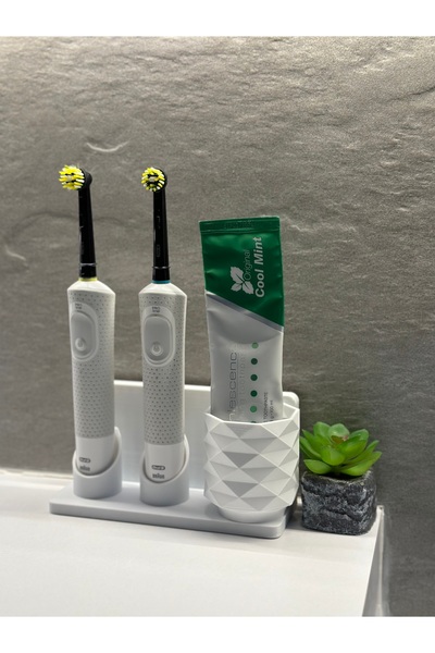 Genel Markalar Şarjlı Ve Pilli Diş Fırçalık Tutucu Stand Beyaz