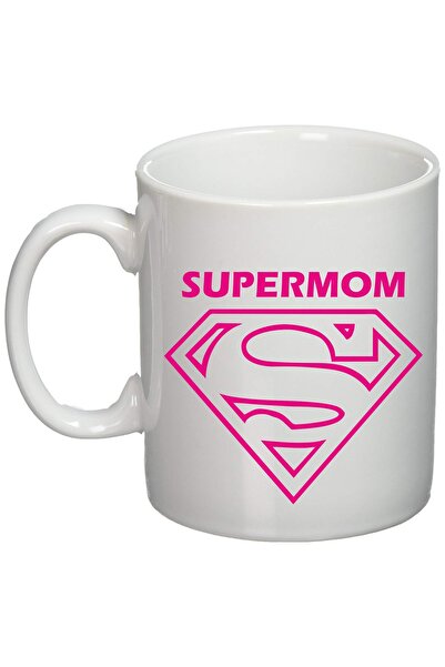 OEM Cană albă personalizată „SuperMom logo roz”, INOVATIX®. 330 ml