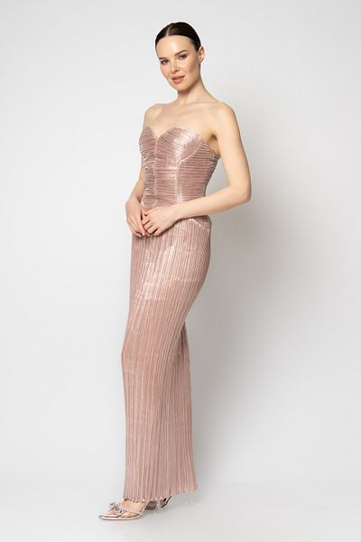 RENGIN Sweetheart Neckline Bodice Empire Pleated Evening Dress