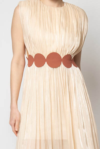 RENGIN Beli daire kemerli şifon abiye elbise