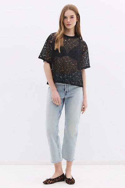 No Matter What Lace Textured Oversize T-Shirt