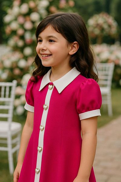 Hilal Akıncı Kids Rochie retro cu nasturi inimă