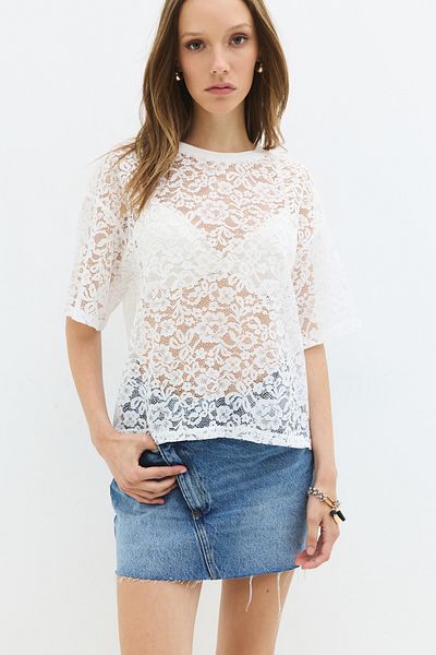 No Matter What Lace Textured Oversize T-Shirt