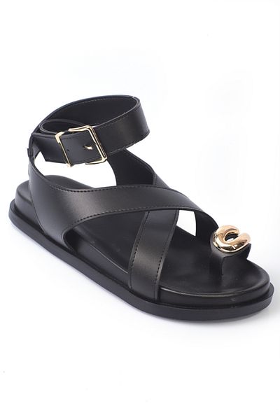 Capone Outfitters Sandale de damă Maribel Flip Flop cu curea la gleznă cu toc plat