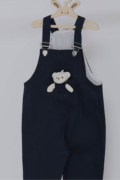 TOFİSA Girl's Navy Blue Slopet with Teddy Bear - 27064