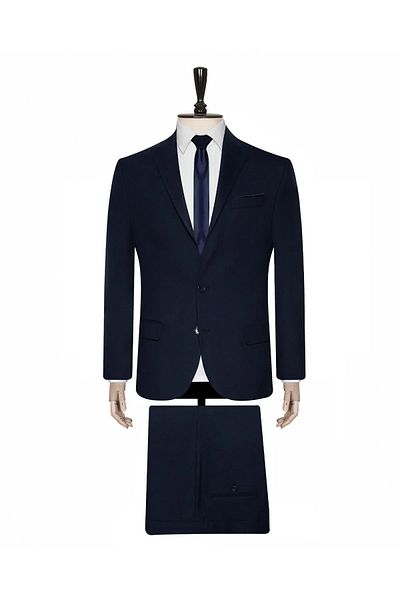 SÜVARİ Comfortable Fit Straight Navy Blue Suit