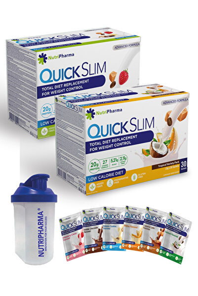 NUTRIPHARMA Quick Slim Shake - Avantajlı 2 Kutu Öğün Tozu - Protein Shaker He...