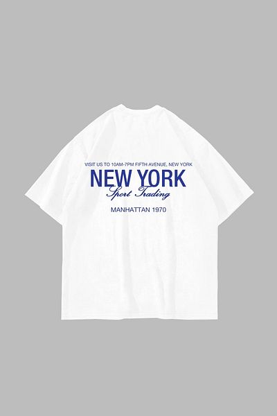 Sekizbiraltı Λευκό μπλουζάκι NYC Manhattan με στάμπα Oversize Unisex