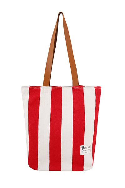 Bakras Red Striped Canvas Shoulder Bag