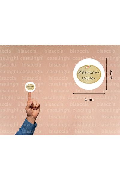 CASALINGHI English Zamzam Water Gift Tag Round Matte Sticker Zamzam Hajj Umrah 4 cm (45 Pieces)