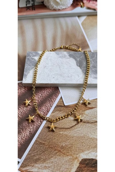 KAD COLLECTION Steel Chain Necklace with Star Charm