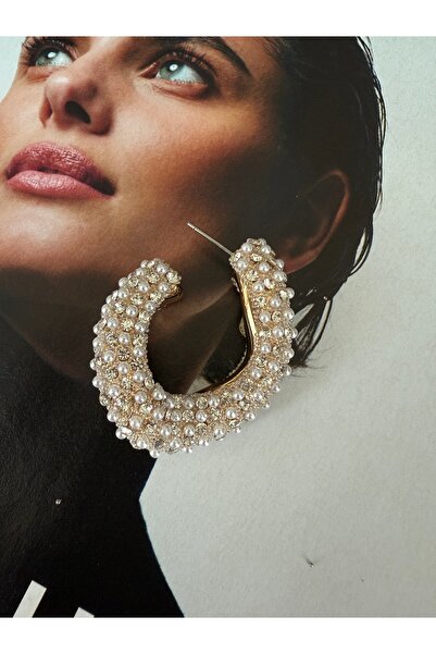 Pinery Jewels Limited Edition - Inci Detaylı C Maxi Boy Abiye Küpe Çifti